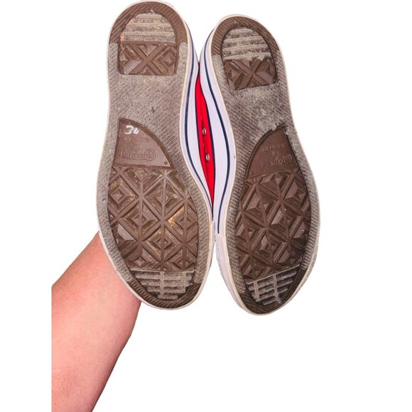 Converse Unisex Low Top Red Sneaker W8 M6 Canvas Casual Shoes School Girl Skater - Picture 9 of 11